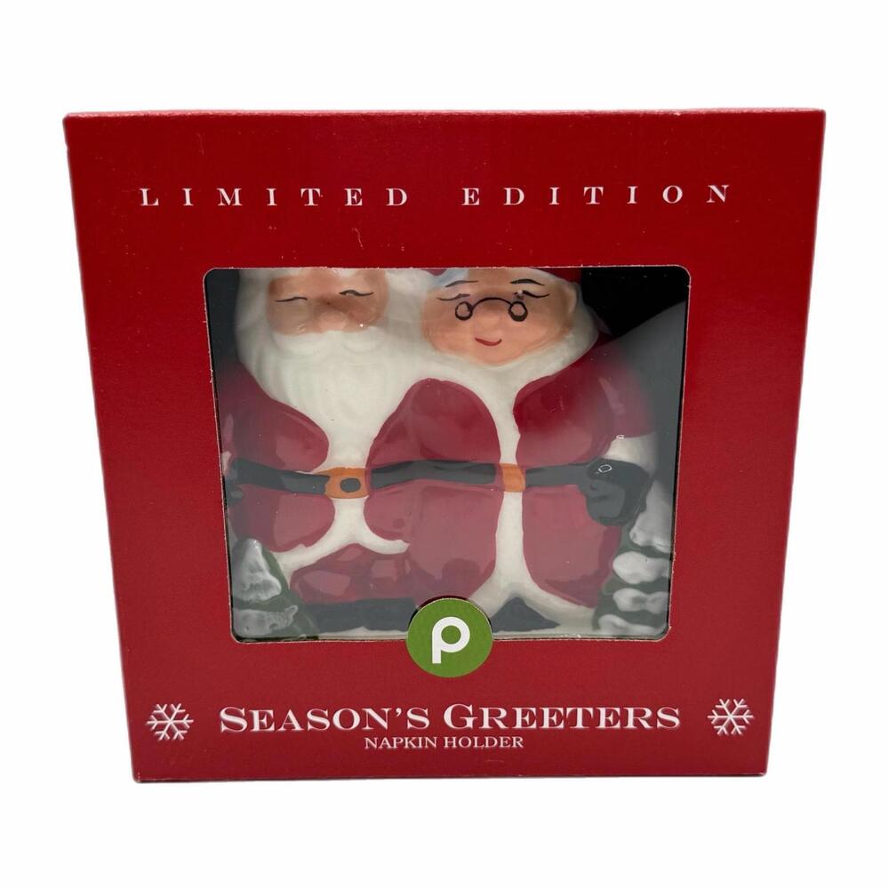 Publix Season’s Greeters Santa & Mrs. Claus Napkin Holder - Christmas